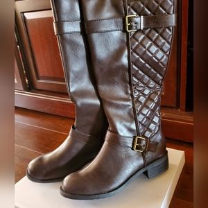 NEW Knee High Brown Leather Look Boots